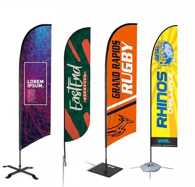 Teardrop flying banner beach flagpole sale now open house car wash swooper custom printed feather flag with spike base